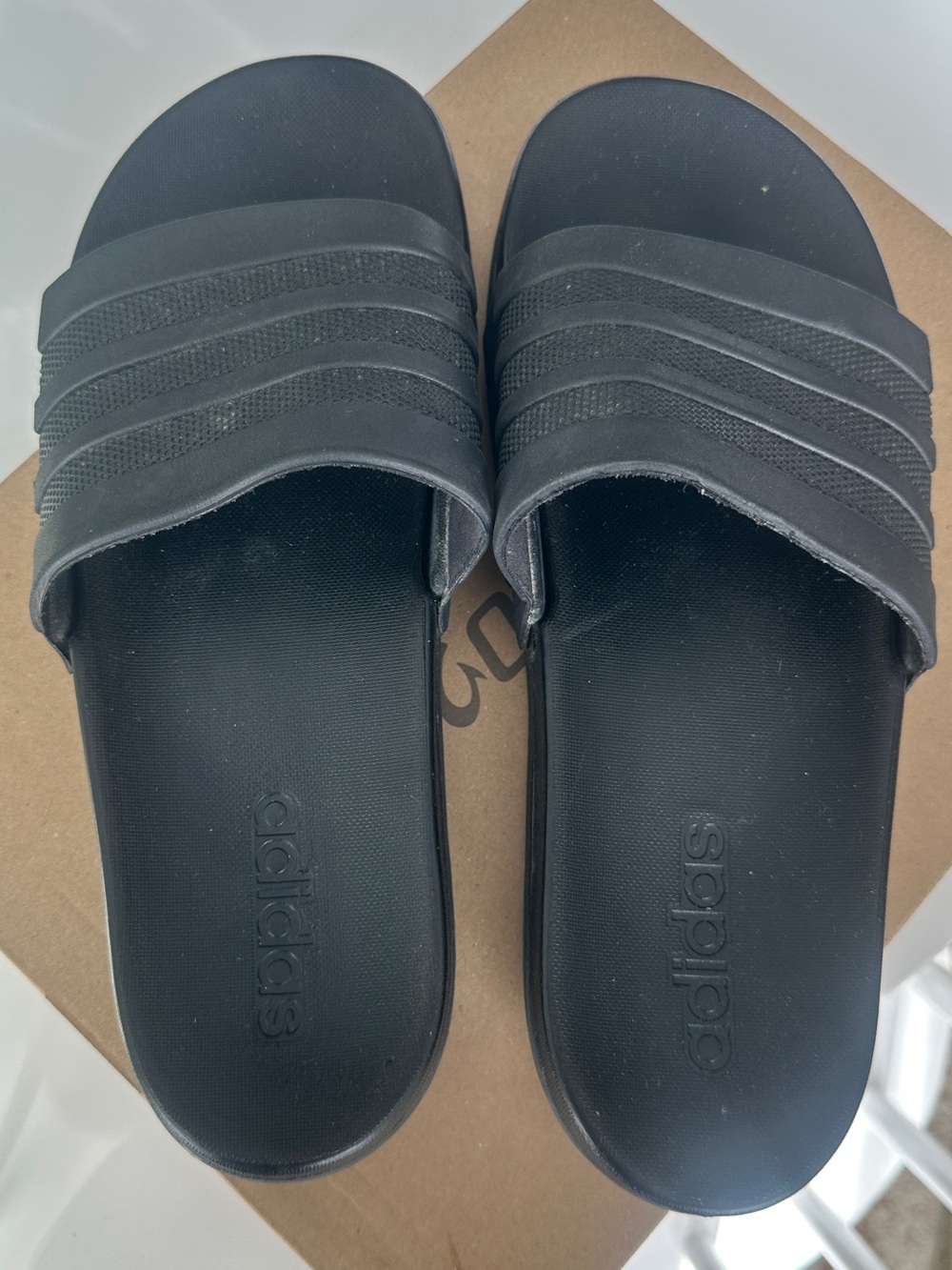 adidas Black Slide Sandals with Textured Strap